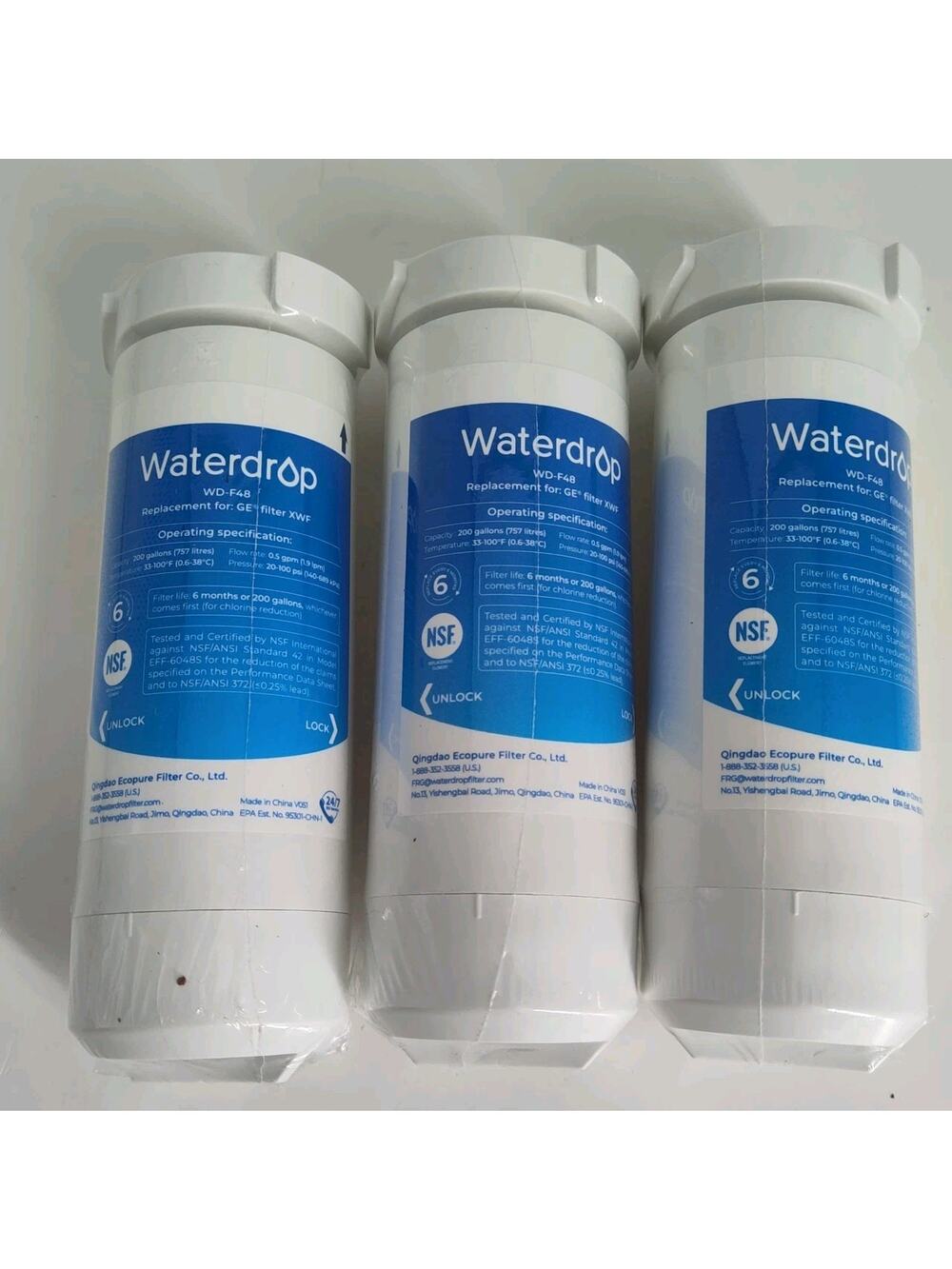 Waterdrop XWF Replacement for GE XWF Refrigerator GE XWF Water Filter WR17X3 F48